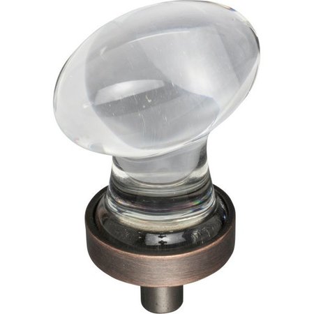 JEFFREY ALEXANDER 1-1/4" Overall Length Brushed Oil Rubbed Bronze Football Glass Harlow Cabinet Knob G110DBAC